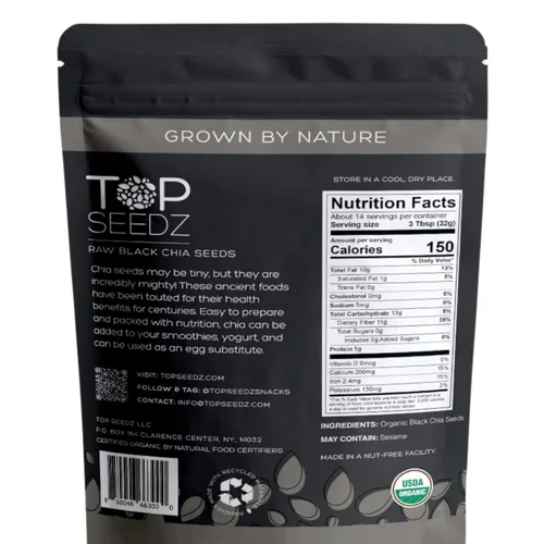 Miniatura 3 de Top Seedz Semillas de chía negra crudas orgánicas certificadas por la USDA, frescas y sin sal, semillas de chía negra, sustituto de huevo, sin