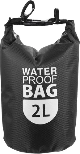 PATIKIL Bolsa seca flotante impermeable, 2 L para exteriores, mochila con ventana transparente para navegar, rafting, kayak, color negro