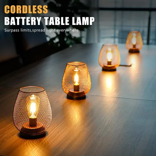 Miniatura 5 de JHY DESIGN Juego de 2 faroles LED de jaula de metal alimentados por batería, luz de acento inalámbrica con LED y temporizador de 6 horas, ideal