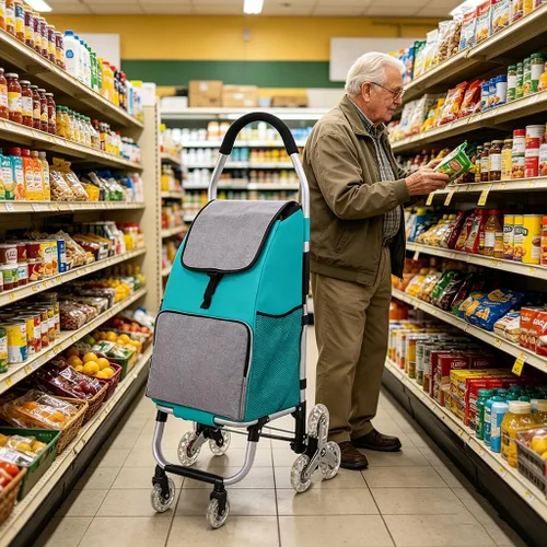 Miniatura 8 de Bolsa de repuesto para carrito de compras, bolsa de repuesto impermeable con bolsillos laterales y bolsillo frontal, para marco de aleación
