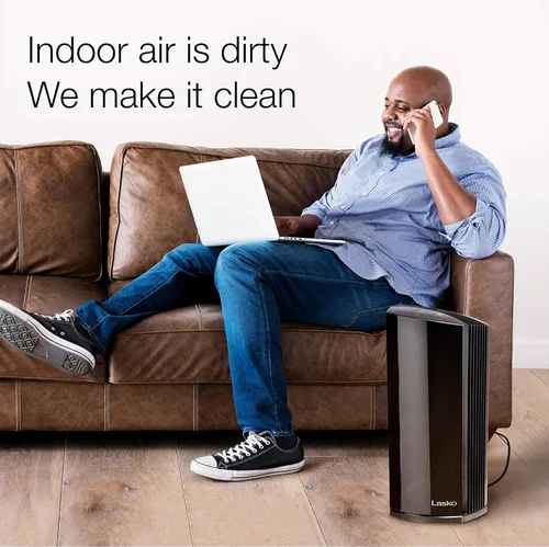Miniatura 3 de Lasko LP450 - Purificador de aire de torre HEPA prémium para el hogar con DreamMode y temporizador: la filtración HEPA verdadera elimina el 99.97%