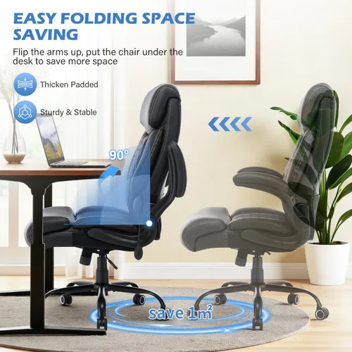 Miniatura 7 de Silla de oficina grande y alta de 500 libras, cómoda silla ejecutiva resistente con soporte lumbar ajustable para dolor de espalda, silla