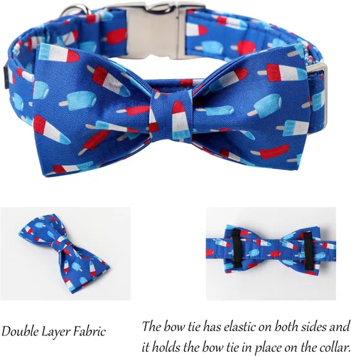 Miniatura 4 de Lionet Paws Collar patriótico para perro con corbatín, 4 de julio, suave y cómodo, ajustable, de verano, con pajarita, para perros, macho y hembra