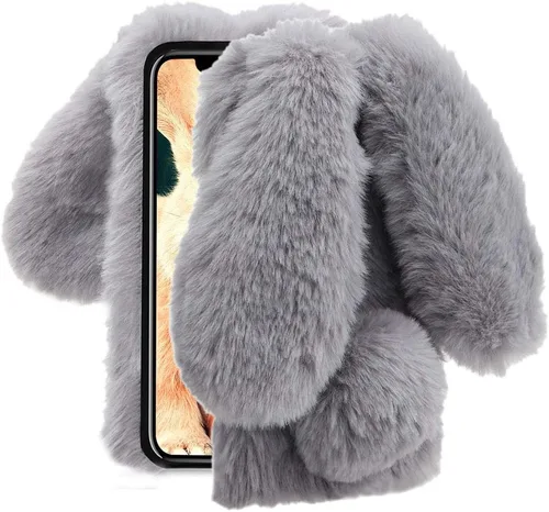 Miniatura 10 de Funda compatible con Samsung Galaxy Note 20 5G, de piel de conejo, bonita funda 3D casera con diamantes para invierno, cálida, suave, peluda, Púrpura