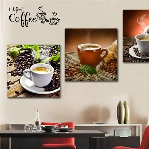Miniatura 5 de Pegatina de vinilo para pared con texto en inglés «But First Coffee» para cafetería, cocina, hogar, decoración de pared