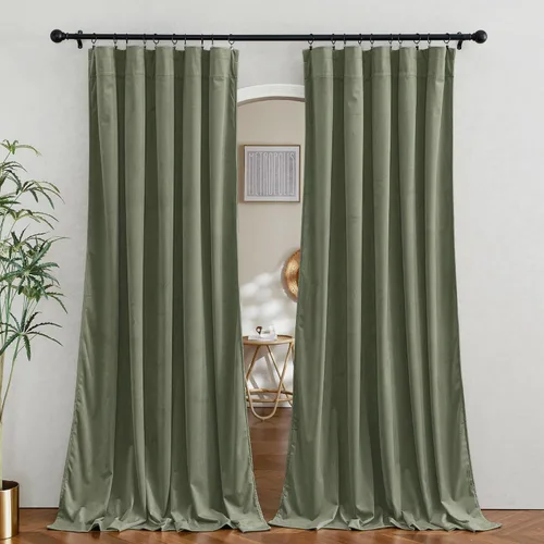 Miniatura 27 de RYB HOME Cortinas de terciopelo verde oliva de 72 pulgadas de largo, cortinas opacas con aislamiento térmico, tratamiento de ventana, decoración