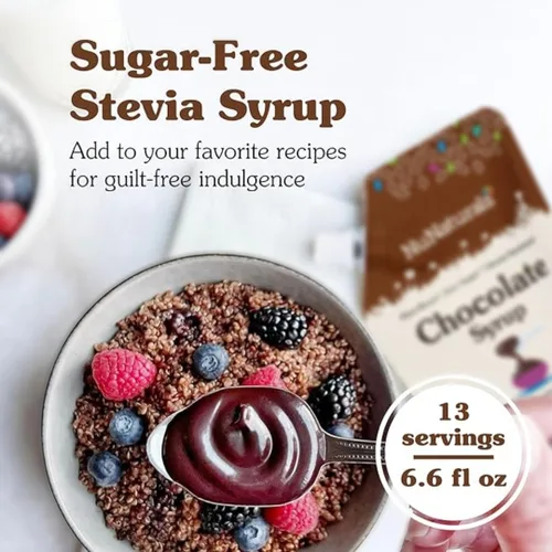 Miniatura 3 de NuNaturals Jarabe de stevia, edulcorante sin azúcar, sustituto del azúcar a base de plantas, cero calorías, chocolate, 6.6 onzas (paquete de 3)