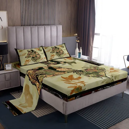 Miniatura 49 de Rustic Lodge - Juego de sábanas tamaño individual con diseño de oso y alce, diseño de retazos, color rojo y negro, a cuadros, ropa de cama de Multi