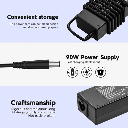 Miniatura 6 de Cable de alimentación de 90 W y 65 W compatible con HP Pavilion todo en uno de 18 pulgadas, 19 pulgadas, 20 pulgadas, 21 pulgadas, 22 pulgadas, 23