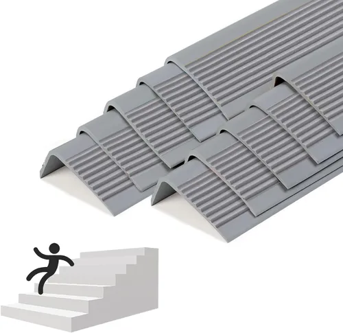 Miniatura 8 de Paquete de 10 tiras adhesivas antideslizantes de goma para escaleras de 47 pulgadas, hechas de goma resistente al desgaste, silencioso, fácil