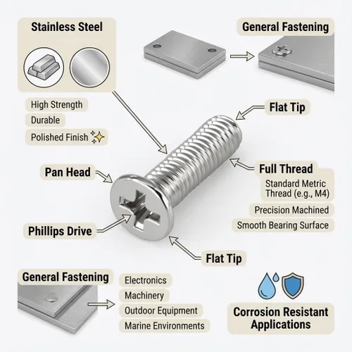 Miniatura 3 de NACX Tornillos de cabeza plana avellanados Phillips M6 x 1.575 in, A2-70, tono plateado, acero inoxidable 304, 30