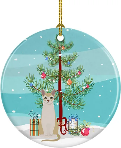 Miniatura 225 de Caroline's Treasures Adorno de cerámica con texto en inglés "Merry Christmas" para colgar en el árbol de Navidad, decoración para el hogar, Navidad