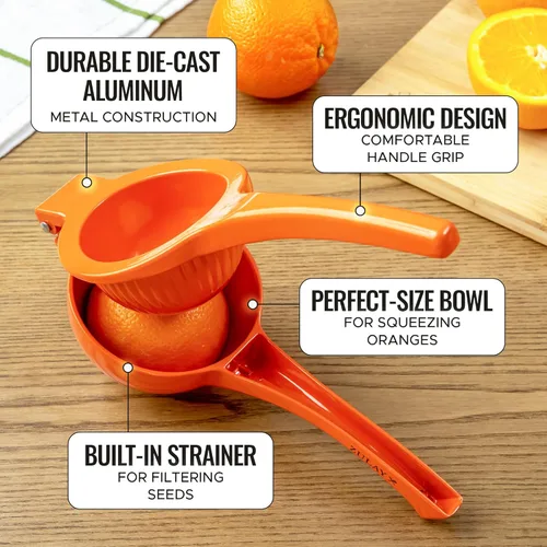 Miniatura 3 de Zulay - Exprimidor de naranja de metal de alta calidad, exprimidor de cítricos, prensa manual para extraer la mayor cantidad de jugo posible