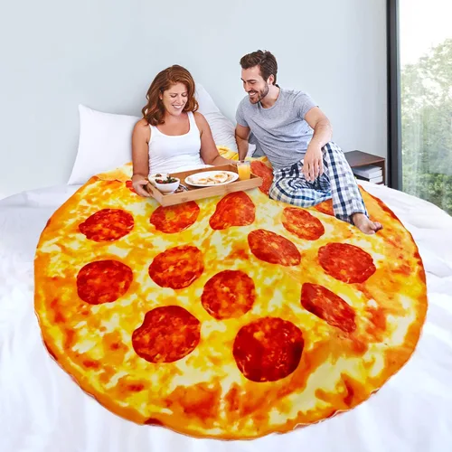 Miniatura 7 de Manta de Pizza de 63 Pulgadas Tamaño Adulto de Doble Cara, Manta de Comida de Pizza para Adultos y Niños, Mantas Divertidas de Doble Cara Realistas