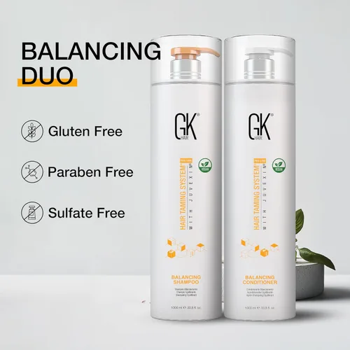 Miniatura 8 de GK HAIR Juego de champú y acondicionador equilibrante para cabello graso, fórmula aclarante y refrescante con fragancia suave, sin sulfatos