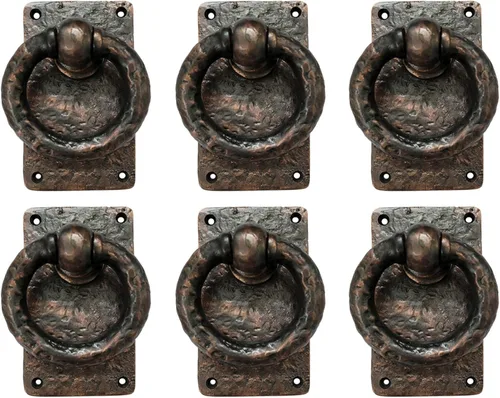 Adonai Hardware "Adonikam" - Anillo de hierro fundido antiguo resistente para puerta de entrada frontal medieval (1 paquete, negro mate) para Mate