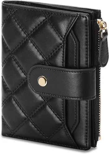 Miniatura 15 de SENDEFN - Carteras pequeñas para mujer, cartera compacta con bloqueo RFID, de cuero, plegable, con bolsillo para monedas y cierre, A-baby Azul