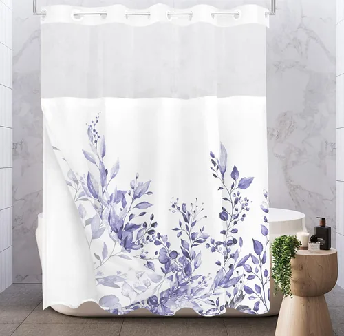 Miniatura 73 de Tititex Spun Sugar - Juego de cortinas de ducha de eucalipto azul claro, hojas de acuarela brillantes en la parte superior, decoración floral