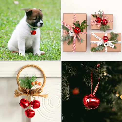 Miniatura 7 de Cascabeles para manualidades, cascabeles grandes de 1 pulgada a granel, 50 campanas de Navidad para manualidades, festivales, hogar, corona, Rojo