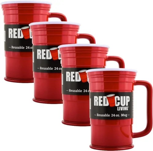 Miniatura 10 de Red Cup Living Vaso de vidrio de fiesta de 24 onzas – Taza de fiesta irrompible reutilizable para bebidas frías y calientes, vasos de verano