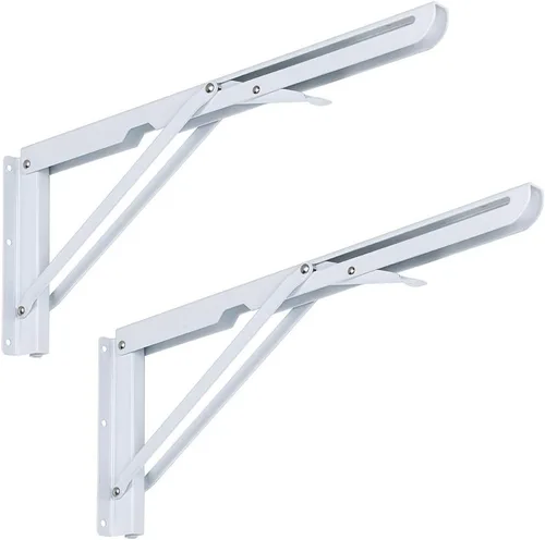 Miniatura 18 de Sumnacon Soportes plegables resistentes para estantes – Banco de mesa triangular de metal resistente, soporte de estante plegable de 10 pulgadas, 2