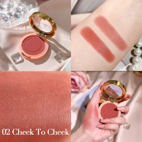 Miniatura 5 de Oulac Polvo de maquillaje de rubor marrón ciruela, mezcla de rubor en crema de color rico, piel bronceada mate natural, vegano y libre de crueldad