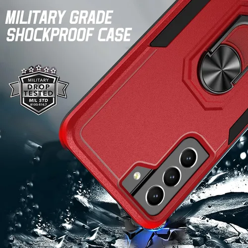 Miniatura 3 de Oterkin Funda para Samsung Galaxy S21 FE, resistente a prueba de golpes de grado militar con soporte y protector de pantalla de vidrio templado