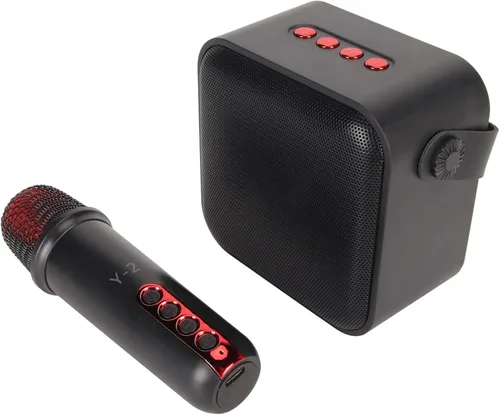 Miniatura 9 de Juego de mini máquina de karaoke con altavoz, micrófono inalámbrico, gran campo de sonido, chip profesional, múltiples conexiones, batería de larga