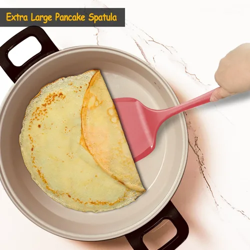Miniatura 8 de Espátula de silicona para panqueques con mango alargado y diseño sin costuras, espátulas de cocina resistentes al calor para utensilios de cocina