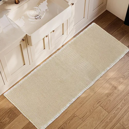 Miniatura 9 de ZALL - Tapete de baño de punto gofre beige, súper absorbente, antideslizante, color crema, 18 x 30 pulgadas, lavable a máquina, ultra suave