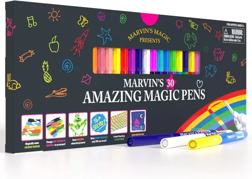 Marvin's Magic - 30 increíbles bolígrafos mágicos - Arte de bolígrafo que cambia de color - Crea letras 3D, escribe mensajes secretos - Suministros