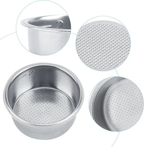 Miniatura 2 de Tiiyee Filtro de café de acero inoxidable, portafiltro de café expreso, taza de cesta, filtro poroso no presurizado, filtro poroso, accesorios