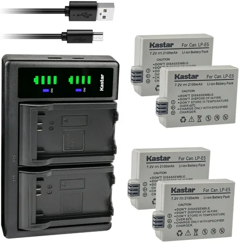 Miniatura 7 de Kastar Cargador de batería USB LTD2 para Canon LP-E5 LPE5, Canon LC-E5, LC-E5C, cargador LC-E5E, Canon EOS Rebel XSi, EOS Rebel XS, EOS Rebel T1i