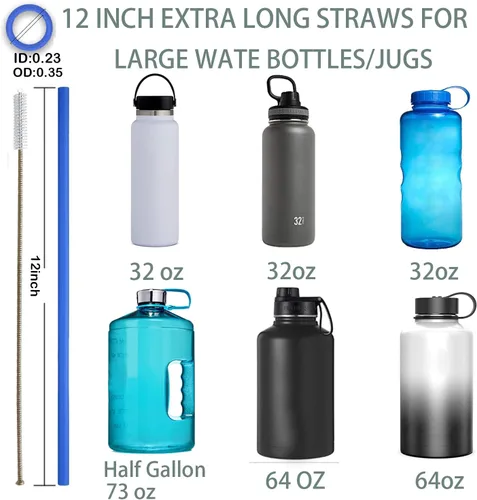 Miniatura 2 de YETI RTIC-Flexible - Pajitas de silicona reutilizables de medio galón de 12 pulgadas para vaso alto de 32 onzas, botella de agua de 64 onzas