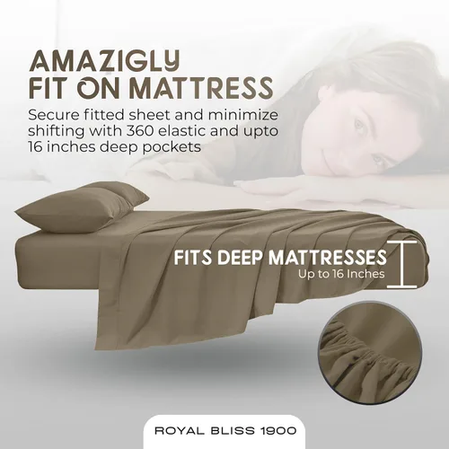 Miniatura 6 de Top Split Flex Head Juego de Sábanas de Tamaño King - Sábanas de Cama de Calidad Egipcia Ultra-Suaves Doble Cepillado Bolsillos Profundos