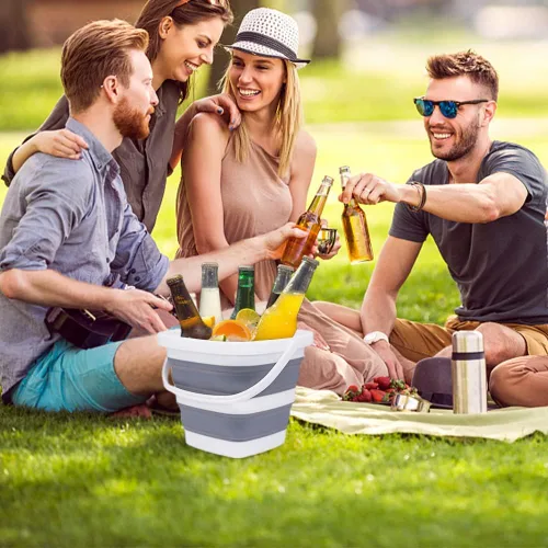 Miniatura 7 de Goderewild Paquete de 2 cubos plegables pequeños, 1.4 galones/5 litros sin BPA, cubos de agua plegables para lavado de autos, campamento, playa