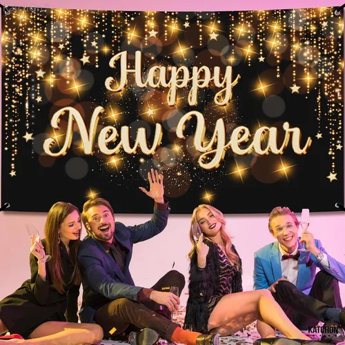 Miniatura 4 de KatchOn, Banner de Feliz Año Nuevo 2026 - XtraLarge 72x44 Pulgadas Telón de Fondo de Feliz Año Nuevo para Decoraciones de Año Nuevo 2026 Banner