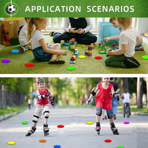 Miniatura 6 de Poly Spot Markers 4 inch/9 inch Non-Slip Rubber Agility Training Markers Floor Dots Flat Field Cones for Football, Soccer, Basketball, School