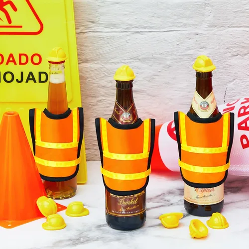 Miniatura 6 de Layhit 40 piezas de decoraciones de fiesta de construcción en miniatura incluyen 20 mini sombreros de seguridad, 20 mini chalecos de seguridad
