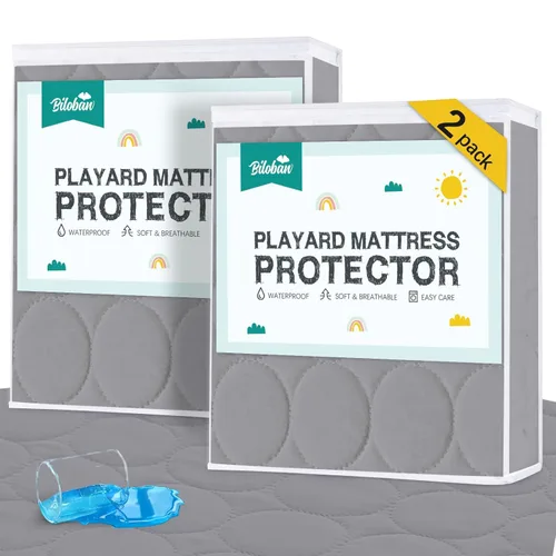 Miniatura 20 de Sábanas protectoras de colchón de cuna impermeables, paquete de 2, funda acolchada ajustable para colchón de cuna que se adapta a colchones de cama
