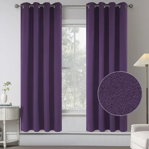 Miniatura 40 de KEQIAOSUOCAI Cortinas de lino 100% opacas de 100 pulgadas de largo, 2 paneles para dormitorio, estilo casa de campo moderna, completamente negro