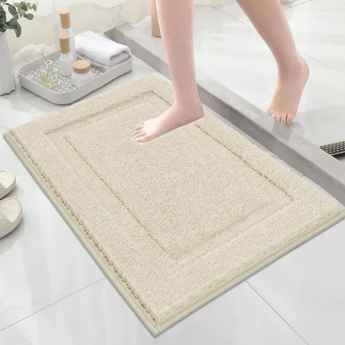 Miniatura 32 de SHACOS Alfombras de baño súper suaves y esponjosas de 24"x36" antideslizantes, lavables, alfombras de baño absorbentes, alfombras para suelo de Gris