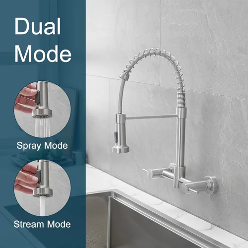Miniatura 3 de AIMADI Grifos de cocina de montaje en pared, grifo de fregadero de cocina de montaje en pared central de 8 pulgadas con rociador extraíble, diseño