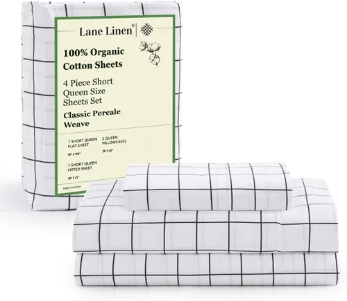 Miniatura 200 de LANE LINEN Sábanas 100% algodón orgánico para cama tamaño King, sábanas de percal suave, transpirables, de lujo, estilo hotelero, lavables a 09
