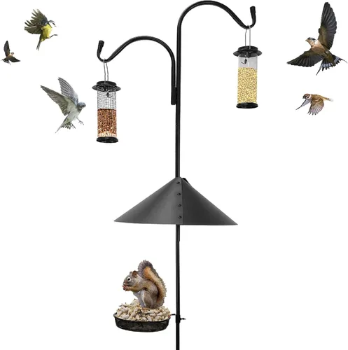 Miniatura 7 de EasyGo Product Pastor gancho a prueba de ardillas, comedero para pájaros silvestres, estación de pájaros salvajes con recubrimiento en polvo, poste