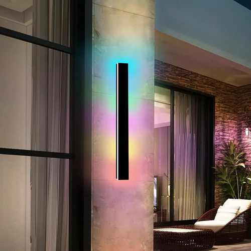 Miniatura 34 de Paquete de 2 luces de pared para exteriores de 39 pulgadas, montaje en pared, aplique moderno para exteriores, iluminación exterior lineal larga LED