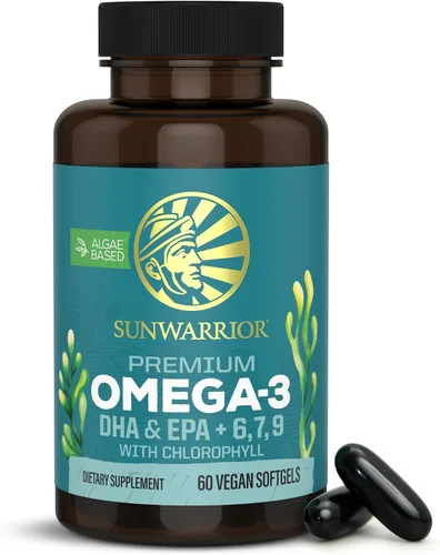 Sunwarrior Suplemento vegano Omega 3 DHA y EPA Aceite de algas Alternativa preferida al aceite de pescado Apoya la salud cerebral de las