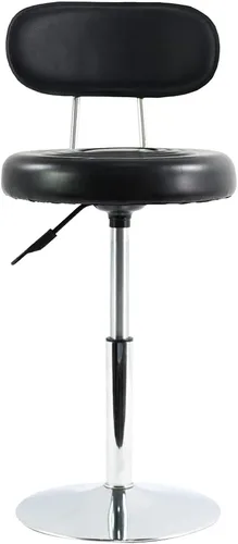 Miniatura 6 de FURWOO Silla giratoria de piel sintética negra Mini taburete de peluquería con respaldo para manicura, tatuaje y uso de oficina