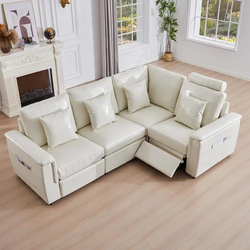 Miniatura 29 de RARZOE Módulo de Reposabrazos para Sofá Seccional Modular, Reposabrazos de Pana Módulo de Sofá Modular Parte Lateral para Sala de Estar Sofá