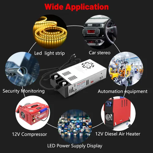 Miniatura 6 de IMAYCC Convertidor de 110 V CA a 12 V CC Fuente de alimentación Transformador de interruptor de 12 V CC para tira LED, monitor LCD, CCTV, radio